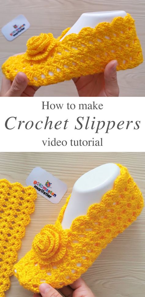 Crochet Slippers Tutorial, Simple Crochet Slippers, Diy Slippers Easy, Crochet Slippers Free Pattern Easy, Easy Crochet Slippers Free Pattern, Easy Crochet Slippers For Beginners, Crochet Shoes Pattern Free, Slippers Crochet Free Pattern, Free Crochet Slipper Patterns