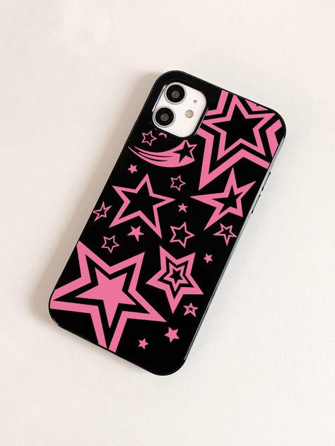 Pink Star Phone Case, Star Phone Case Aesthetic, Star Iphone Case, Black And Pink Phone Case, Scene Phone Case, Scene Mlp, Preppy Phone Case, Pink Phone Case, Vintage Phone Case