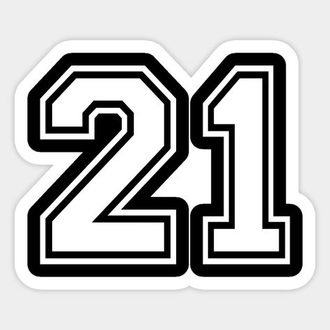 Number 21 Twenty One - Sport Player Design -- Choose from our vast selection of stickers to match with your favorite design to make the perfect customized sticker/decal. Perfect to put on water bottles, laptops, hard hats, and car windows. Everything from favorite TV show stickers to funny stickers. For men, women, boys, and girls. 21 Design Number, 21 Logo Design Number, 21 Wallpaper Number, Number 21 Tattoo, Number 21 Design, 21 Tattoo Number, Number Wallpaper, Trippy Cartoon, Guitar Cake