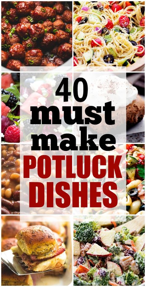 40+ Must Make Potluck Dishes Crockpot Potluck, Pot Luck Dishes Easy, Main Dish For Potluck, Church Potluck Recipes, Best Potluck Dishes, Easy Potluck Recipes, Easy Potluck, Vegan Potluck, School Dinner