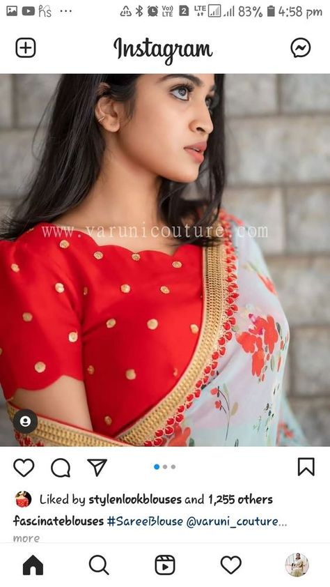 "Amazing quality at an affordable price Simple Red Blouse Designs For Saree, Blouse Dising Work, Normal Boat Neck Blouse Designs, Simple Blouse Designs Fancy Saree, Latest Blouse Stitching Models, Boat Neck Blouse Sleeve Designs, Boat Necks For Blouse, Dress Hand Models Latest, Simple Blouse Hands Models