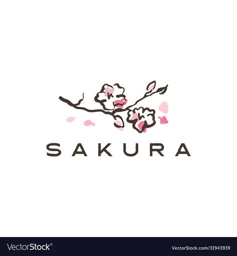 Sakura Logo Design, Cherry Blossom Logo, Sakura Logo, Sakura Illustration, Sakura Design, Sakura Branch, Sushi Logo, Logo Fleur, Chocolate Logo