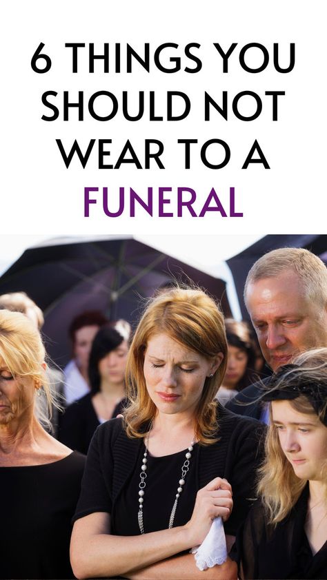 When you’re attending a funeral, it’s important to dress appropriately so that you can show your respect for the deceased and also to ensure that you’re comfortable. 

While there may be some general guidelines out there about what’s appropriate when attending a funeral and what shoes are acceptable, it comes down to personal preference and how formal or informal your particular service is going to be.

This article explains 6 things you shouldn't wear to a funeral. Appropriate Funeral Attire, Funeral Wear, Funeral Dress, Funeral Attire, Interview Attire, Funeral Outfit, Dark Suit, What Should I Wear, Dress Appropriately