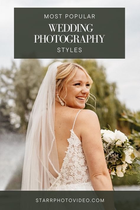 Not sure what wedding photography style to pick? As you plan your wedding, it's important to understand the vibe you're aiming for. Because that will ultimately help you decide which wedding photographer to go with. However, picking a style can be tricky! Here, we've listed different wedding photography styles to help you know all the options so you can make the best decision. Need a wedding photographer? Click here to view Starr Photo and Video wedding photo and video pricing! Wedding Photography Classic, Types Of Wedding Photography Style, Bohemian Wedding Photography, Urban Wedding Photography, Contemporary Wedding Photography, Rustic Wedding Photography, Video Wedding, Photojournalistic Wedding Photography, Fun Engagement Photos