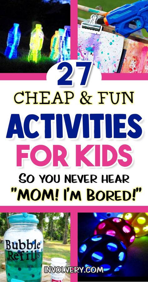 Rainy Day Activities For Kids Outdoor, Kids Boredom Activities, Cheap Summer Fun For Kids, Clean Crafts For Kids, Fun Indoor Summer Activities For Kids, Kid Ideas Activities, Ideas When Your Bored At Home, Cheap Things To Do With Kids, Summer Boredom Busters For Kids