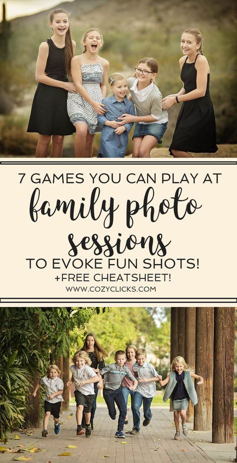 Photography tips on capturing natural smiles. Learn these 7 easy games to play at family photo sessions to spark some real emotion and great smiles! Great for new photographers Foto Kids, Large Family Photos, Fun Family Photos, Photo Prompts, Family Picture Poses, Family Photo Pose, Photography Poses Family, At Family, Great Smiles