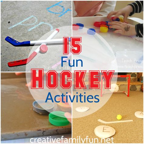 Do you kids love hockey? Are they on the edge of their seats, cheering loudly, and begging to stay up until the end of the game? If so, they’ll love this fun collection of hockey games, crafts, and learning activities. These ideas make great boredom busters and they’re perfect for one of those days when...Read More » Hockey Birthday Games, Hockey Party Activities, Hockey Birthday Party Games, Hockey Activities For Kids, Hockey Party Games, Hockey Crafts For Kids, Sports Day Activities, Floor Hockey, Summer Camp Sports