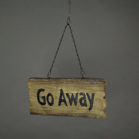 Go Away Sign, Hanging Driftwood, Sign For Front Door, Wooden Welcome Signs, Construction Crafts, Painted Letters, Metal Hangers, Distressed Wood, Going Away