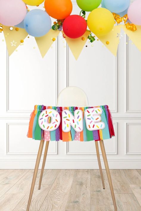 Sprinkles Highchair Banner Rainbow Confetti First Birthday - Etsy Sweet One First Birthday Highchair Banner, Confetti First Birthday, Sweet One Party, One Highchair Banner, Sprinkles Birthday Party, Bday Photoshoot, Rainbow Confetti, Birthday Highchair, Birthday Garland