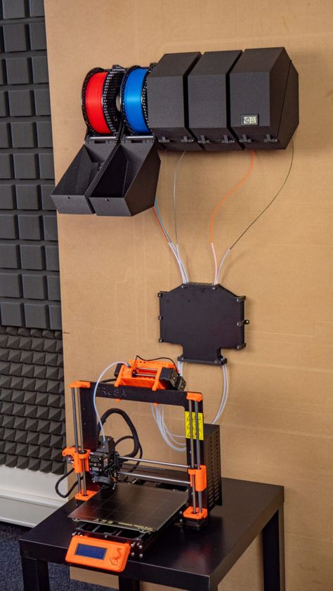 Filament dryboxes and alternative spool holders - not only for MMU2S - Original Prusa 3D Printers Modele Impression 3d, Build A 3d Printer, 3d Printer Art, 3d Printer Enclosure, 3d Tiskárna, Useful 3d Prints, Drukarka 3d, 3d Printing Business, Spool Holder