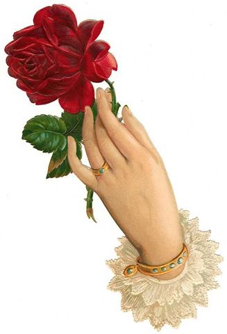 Hands Holding Flowers, Single Red Rose, Victorian Scrap, Hand Flowers, Victorian Flowers, Holding Flowers, Language Of Flowers, Clip Art Vintage, Vintage Printables
