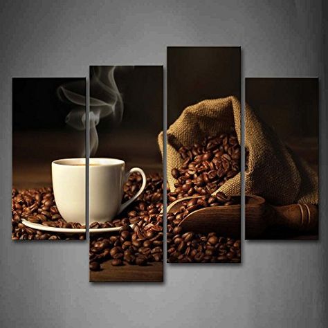 Grain Pictures, Painting Coffee, Wallpaper Art Deco, Crazy Art, Coffee Wall Art, Island Blue, Coffee Theme, Cafe Wall, Brown Wall Art