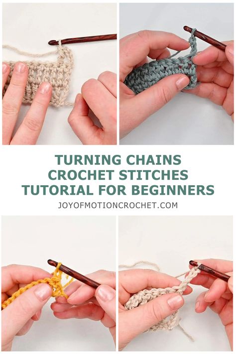 Turning Chains In Crochet, How To Turn Chain Crochet, Turning Chains Crochet, Crochet Turning Tips, How To Turn Crochet Rows, Crochet Turning Chain, Chain Stitch Crochet, Different Types Of Stitches, Crochet For Dummies