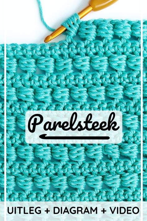 Wil je de Parelsteek leren haken? Op Haakinformatie vind je de video tutorial, de uitleg en het haakdiagram. Knitting, Plaid, Amigurumi Patterns, Van, Crochet, Crochet Stitches, Modern Haken, Video Tutorial, Amigurumi