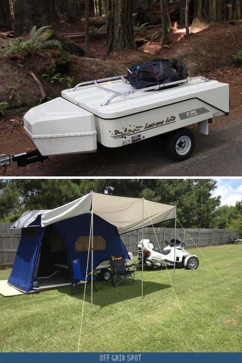 Lees-ure Lite Tent Trailer Motorcycle Camper Trailer Tent, Nature, Motorcycle Tent Trailer, Motorcycle Camper Trailer, Motorcycle Tent, Pull Behind Campers, Motorcycle Campers, Tent Trailers, Toy Hauler Camper