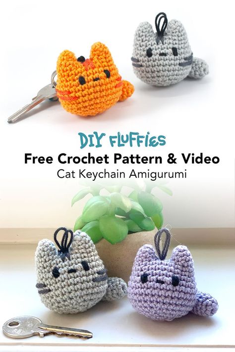 Free cute mini cat crochet patterns Crochet Stuffed Animals, Easy Beginner Crochet Patterns, Chat Crochet, Crochet Cat Pattern, Crochet Keychain Pattern, Crochet Animals Free Patterns, Beginner Crochet Projects, Crochet Amigurumi Free, Crochet Bookmarks