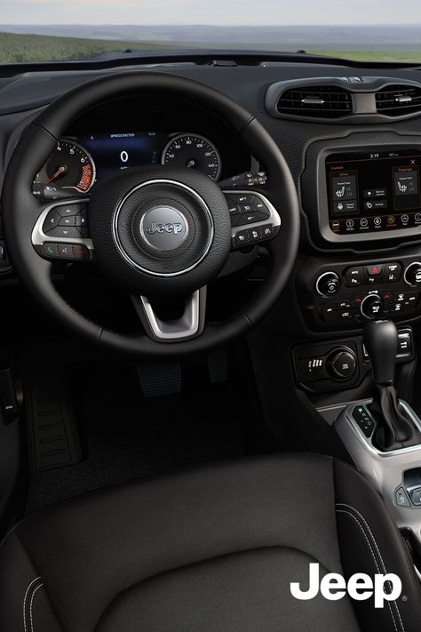 Jeep Renegade Aesthetic, Jeep Renegade Black, Jeep Renegade Interior, Jeep Renegade 2017, Jeep Wrangler Renegade, Jeep Wrangler Interior, Jeep Tops, Suv Jeep, Dream Cars Jeep