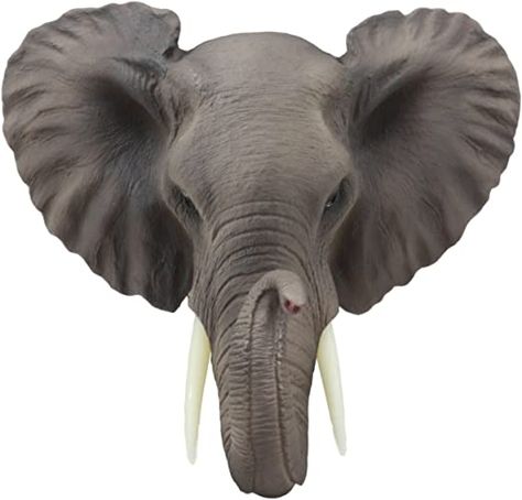 Ebros Safari African Bush Elephant Wall Bust Sculpture 9"Tall Majestic Noble Elephant Head Hanging Wall Decor Figurine For Wild Animal Lovers Elephant Gif, African Bush Elephant, African Pottery, Elephant Wall Decor, Diy Wings, Giraffe Head, Lawn Tools, Wooden Elephant, Gift Catalog