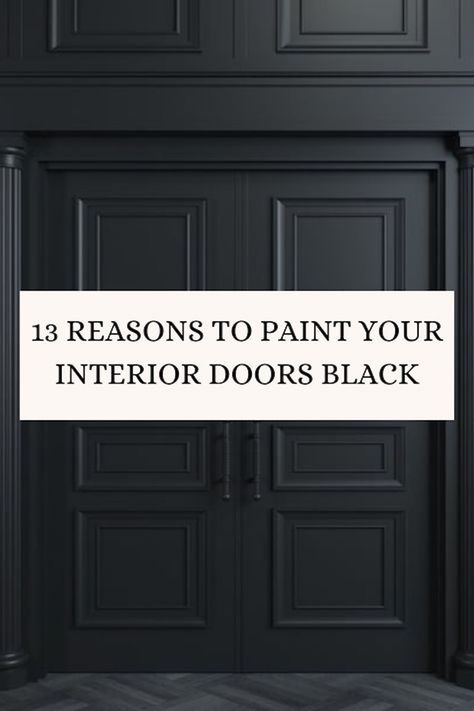 Great ideas with real life examples and paint colors for painting your doors black. Cream Walls With Black Doors, Painting Interior Front Door, Interior Front Door Black, Colorful Doors Interior, Painted Interior Doors Ideas, Door Paint Design, Black Interior Front Door, Dark Interior Doors, Paint Doors Interior