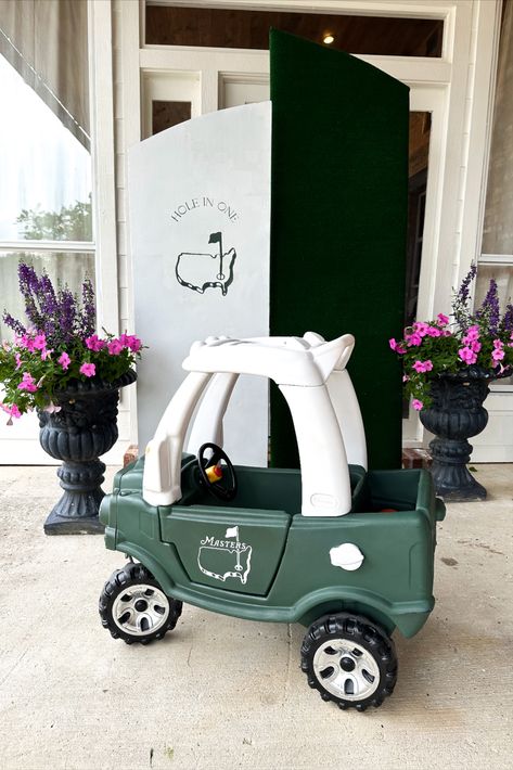 Some of the Master's theme decor I incorporated into our hole in one birthday party. Masters Decor Golf, Golf Cozy Coupe, Golf Cart Cozy Coupe, Cozy Coupe Makeover Golf Cart, Cozy Coupe Golf Cart Makeover, Cozy Coupe Truck Makeover, Cozy Coupe Golf Cart, Cozy Truck Makeover, Cozy Coupe Makeover Boys