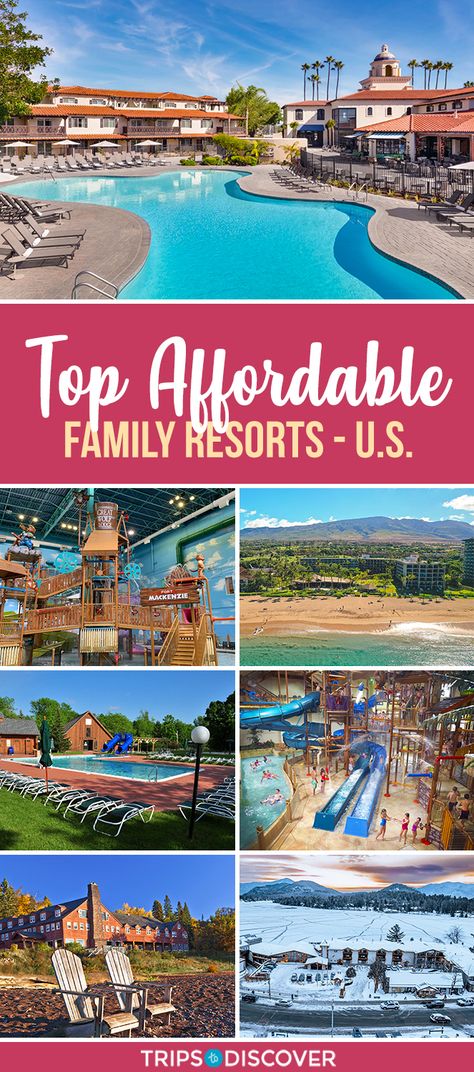 These family-friendly resorts won’t break the bank while offering something for just about every age Kids Vacation Destinations, Best Us Vacations, Best Resorts For Kids, Us Family Vacations, Best Vacations With Kids, Family Friendly Vacation Destinations, Toddler Vacation, Family Vacations Usa, Affordable Family Vacations