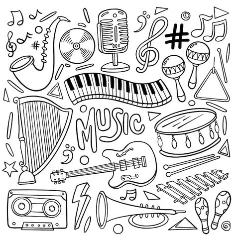 Piano Doodle, Doodle Art Music, Music Instruments Drawing, Music Instruments Illustration, Doodles Music, Piano Clipart, Card Doodles, International Music Day, Piano Vector