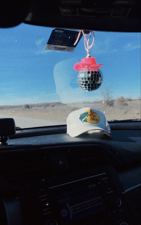 car accessories, disco ball, disco ball car decoration, car decor, aesthetic car decor, western car decor, cowboy hat disco ball, cowboy hat car decor Western Car Decor, Cowboy Hat Disco Ball, Disco Ball Cowboy Hat, Car Decor Aesthetic, Car Accessories Pink, Aesthetic Car Decor, Pink Cowgirl Hat, Western Car, Mirror Car Accessories