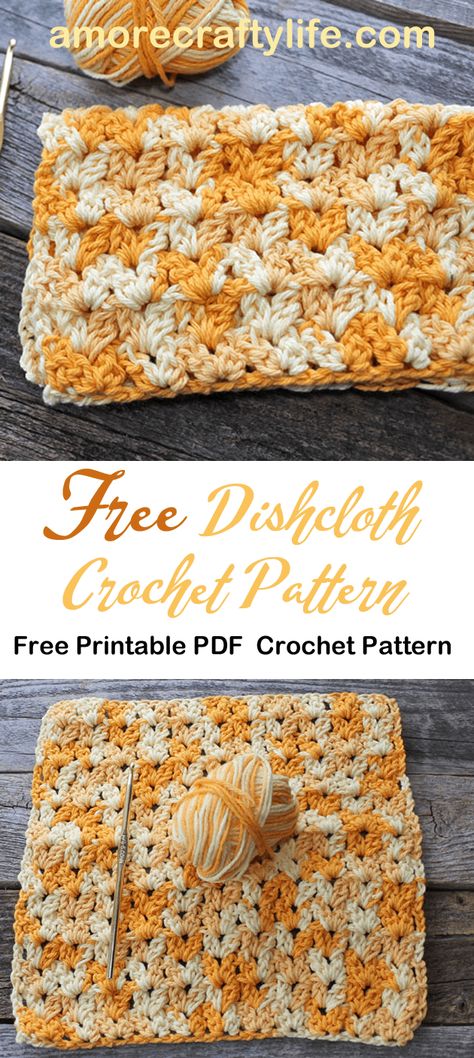 Easy Quick Crochet Dishcloth Free Pattern Double V Stitch - A More Crafty Life Crochet Dishcloth Free Pattern, Easy Quick Crochet, Crochet Washcloth Free Pattern, Crochet Dishcloth Pattern, Crochet Washcloth Free, Crochet Dish Cloth Free Pattern, Crochet Dish Towels, V Stitch Crochet, Dishcloth Crochet