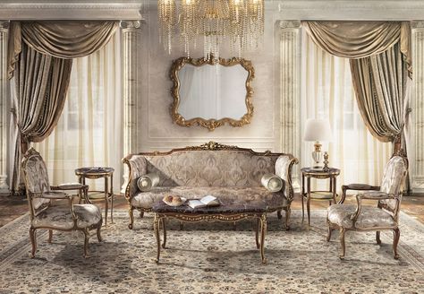 Baroque Interior Living Room Baroque Rug, Italian Furniture Living Room, Baroque Interior Design, Neoclassical Furniture, Classic Furniture Living Room, Baroque Interior, Italian Living Room, Istoria Artei, Baroque Decor