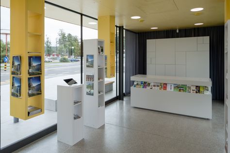 Gallery of Tourist Information Centre Postojna / studio stratum - 3 Museum Architecture, Visitor Center Interior, Visitor Center Architecture, Tourist Center, Wooden Facade, Plane Design, Tourist Office, Interior Fit Out, Brick Architecture