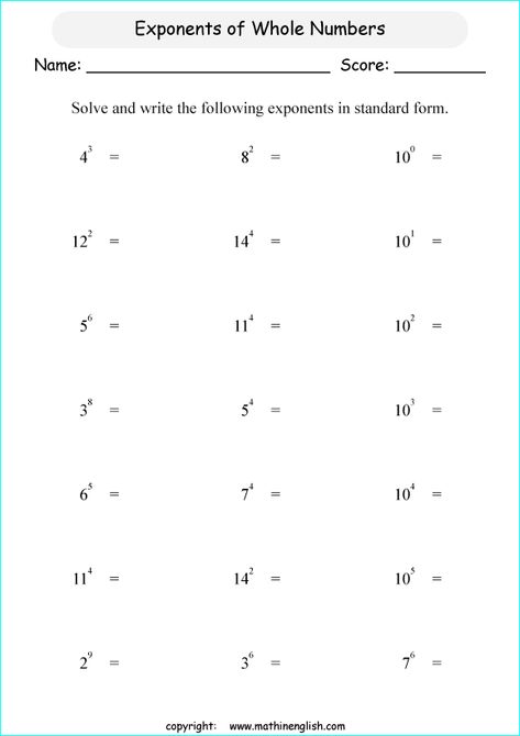 Grade 6 Math Worksheets, 7th Grade Math Worksheets, Seventh Grade Math, Exponent Worksheets, 6th Grade Worksheets, Maths Paper, Grade 6 Math, 4th Grade Math Worksheets, Homeschool Worksheets