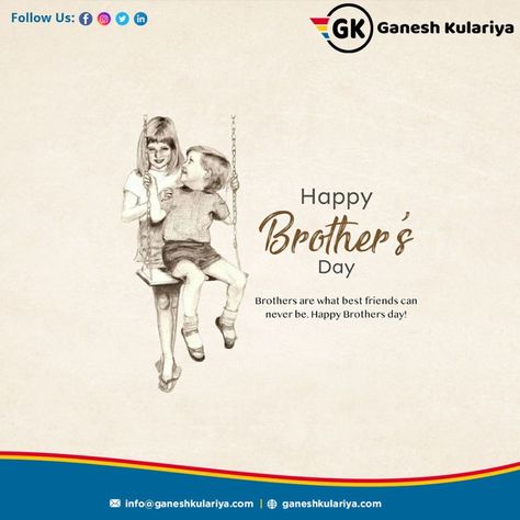 A brother is like a gift from God that we can cherish forever. Happy Brother’s Day. Wishing you a very Happy Brother’s Day. May we always stay together and find more reasons to celebrate. #HappyBrothersDay #BrothersDay #Brothers #InternationalBrothersDay #International #World #24May #BrothersDay2022 #GaneshKulariya #DigitalMarketing #SEO #PPC #SocialMediaMarketing #SEOExpert #Google #SEMrush #Moz #Ahrefs #SocialMedia Happy Brother's Day Pic, Brother's Day Wishes From Sister, Happy Brothers Day Video, Brother Day Wishes, Happy Brothers Day Quotes, Happy Brothers Day Wishes, Happy Frndship Day, Brothers Day Wishes, Happy Brother's Day