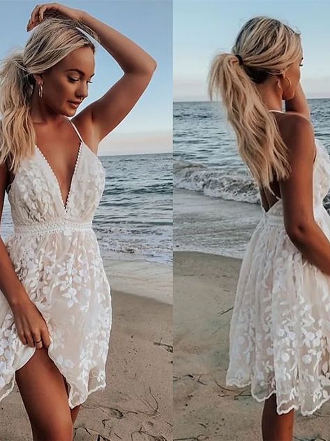 White Backless Dress, Beach White Dress, High Waist Dress, Backless Mini Dress, Lace Dress Long, Mini Dresses Summer, Lace White Dress, Lace Mini Dress, Party Dresses For Women