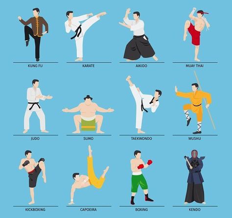 Asian martial arts vector. Sport Icons. $6.00 Systema Martial Art, Bowflex Workout, Karate Styles, Boxe Thai, Best Martial Arts, Muay Thai Training, Karate Martial Arts, Martial Arts Girl, Haiwan Lucu