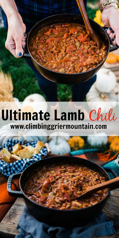 Ultimate Lamb Chili is the perfect dish to serve at any fall gathering. Made with American ground lamb, beans and spices! #sponsored @FANofLAMB Lamb Chili Recipe, Lamb Chili, Ground Lamb Recipes, Night Recipes, Watching Football, Pot Dinners, Lamb Dishes, Chili Cook Off, Healthy School