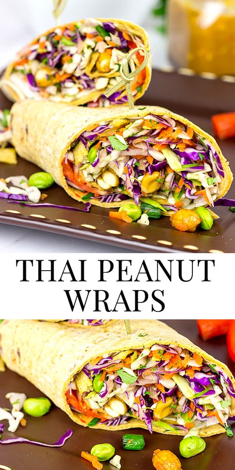 Thai Veggie Wraps, Best Vegan Wraps, Filling For Wraps, Lunch Ideas For On The Go, Thai Chicken Peanut Wraps, Grilled Wraps Healthy, Quick Lunch Wraps, Tropical Smoothie Thai Chicken Wrap Recipe, Easy Veggie Wraps