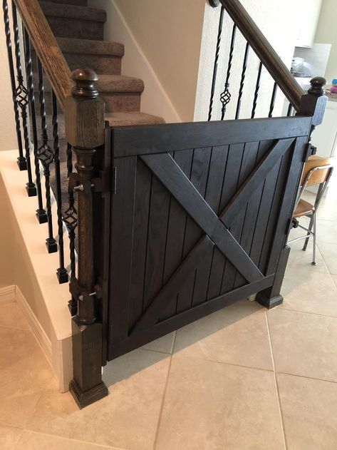 Painted Gates, Wooden Baby Gates, Crawl Space Door, Dog Gates For Stairs, Barn Door Baby Gate, Traditional Joinery, Baby Gate For Stairs, Diy Baby Gate, Stair Gate