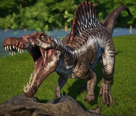 Spinosaurus | Jurassic World Evolution Wiki | Fandom Indominus Rex, Jurassic World Dinosaurs, Falling Kingdoms, Paleo Art, Jurassic Park World, Dinosaur Art, Prehistoric Creatures, Prehistoric Animals, Jurassic World