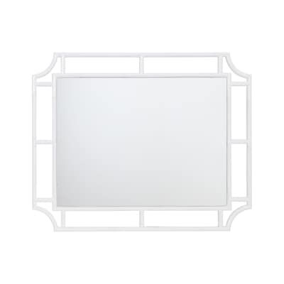 Shop allen + roth 24-in W x 30-in H Glossy White Polished Wall Mirrorundefined at Lowe's.com. A true classic, this hand embellished mirror will make an undeniable and timeless statement in any room. White Mirrors In Bedroom, Coastal Bathroom Artwork, Small Ornate Mirror, White Framed Mirror Bathroom, White Rattan Mirror, Grand Millennial Bathroom Decor, Apartment Aesthetics, Chinoiserie Mirror, White Vanity Mirror