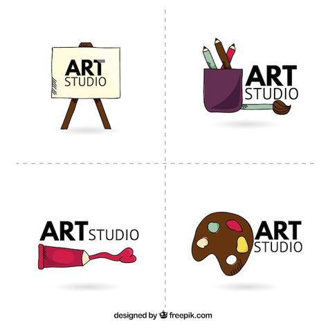 Free vector art studio logo | Free Vector #Freepik #freevector #art-materials #paint-palette #art-palette #drawing-tools Art Studio Logo Design, Art Studio Logo, Colorful Art Studio, Studio Logo Design, Logo Design Graphics, Red Business Cards, Blackboard Art, Painting Logo, Art Business Cards