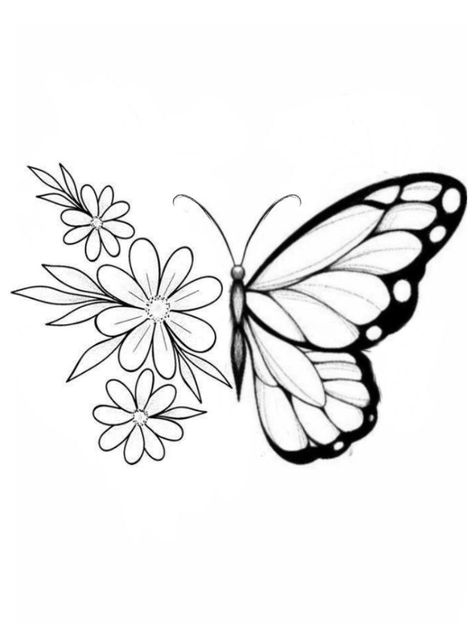 Outline Art Butterfly, Outline Fabric Painting Designs, Natural Motifs Drawing Easy, Natural Motif Drawing, Butterfly Tattoo Stencil Simple, Butterfly Drawing Outline, Motif Drawing, Japanese Phoenix, Embroidery Floss Crafts