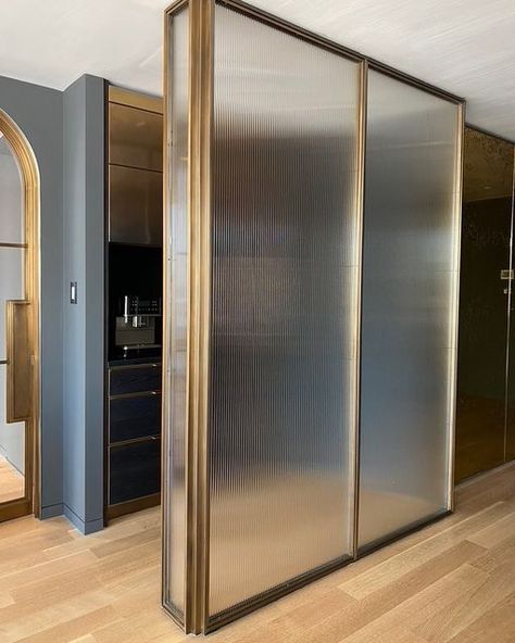 Ribbed Glass Room Divider, Fluted Room Divider, Ribbed Glass Partition, Mirrored Room Divider, Ribbed Glass Shower Door, Glass Divider, Divider Cabinet, Mirror Room Divider, Bungalow Bathroom