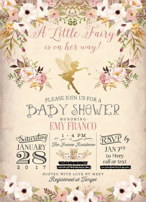 Fairy Theme Baby Shower Ideas Girl, Fairy Babyshower Girl, Purple Fairy Baby Shower, Fairytale Theme Baby Shower Ideas, Enchanted Fairy Garden Party Invitation, Enchanted Baby Shower Invitations, Girl Baby Shower Themes Butterflies Enchanted Garden, Fairy Princess Baby Shower Theme, Garden Fairy Baby Shower Ideas