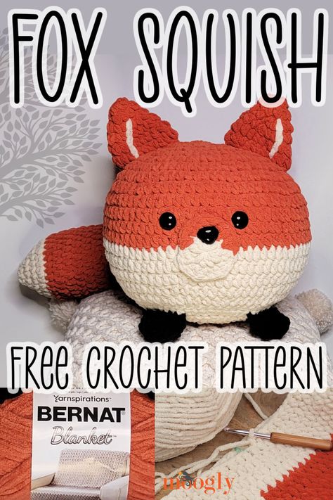 The Fox Squish is the newest member of our big amigurumi family - a clever, cunning, and free crochet pattern on Moogly! Featuring Bernat Blanket, this crafty fellow will charm his way right off your hook and into your heart. via @moogly Amigurumi Patterns, Squish Crochet, Big Amigurumi, Crochet Fox Pattern Free, Moogly Crochet, Crochet Toys Free Patterns, Crocheted Fox Pattern, Easy Crochet Animals, Popular Crochet