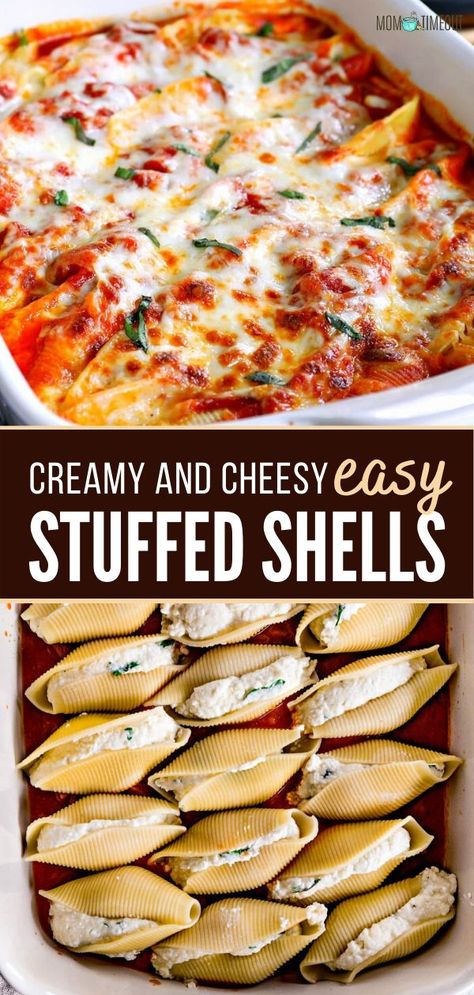 One Pot Dinners, Dinner Recipe Easy, Easy Stuffed Shells, Makanan Italia, Resep Pasta, Resep Seafood, Jumbo Pasta Shells, Mom On Timeout, Pasta Shells