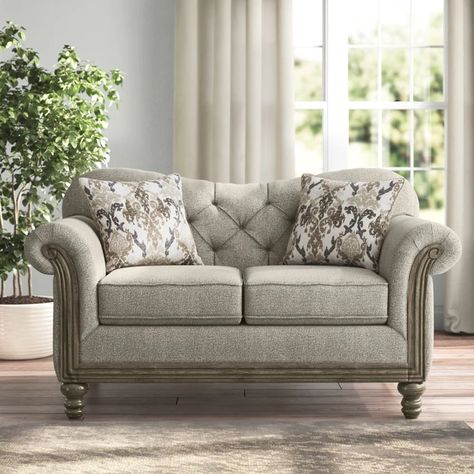 Laurel Foundry Modern Farmhouse Kersten 66'' Rolled Arm Sofa with Reversible Cushions & Reviews | Wayfair Upcycling, French Country Living Room Furniture, Spring Cushions, French Country Sofa, Country Sofas, Country Living Room Furniture, Camel Style, Kelly Clarkson Home, French Country Home