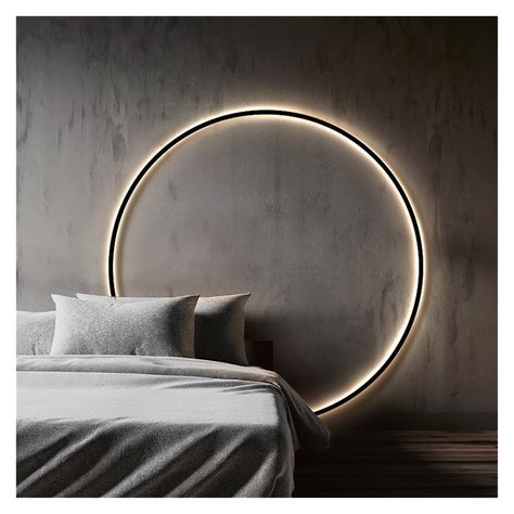 Wall Mounted Bedside Lamp, Large Wall Clock Modern, Wall Lights Living Room, Circular Lighting, Round Lamp, Bed Design Modern, Wall Mounted Lamps, Modern Wall Lights, Led Wall Lamp