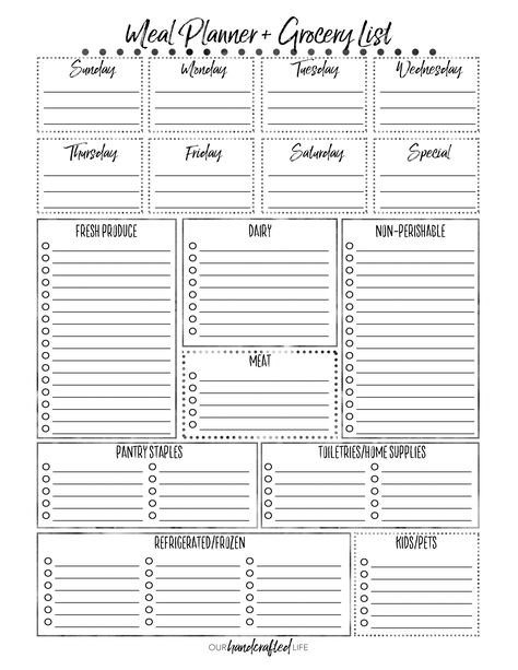 Free Printable Meal Planner Templates, Menu Planning Template, Free Meal Planner, Meal Planner Printable Free, Printable Meal Planner, Organizational Printables, Finanse Osobiste, Grocery List Template, Meal Planning Menus