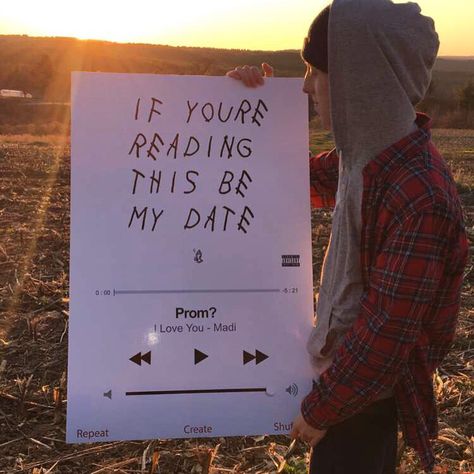 Drake Promposal! If you're reading this be my date or if you're reading this it's too late be my date. Cute promposal. Unique promposal. Pin by: Madison May :) insta DM me if you want to know how I did it @Madimayy Unique Promposal, Cute Promposal, Cute Promposals, Cute Homecoming Proposals, Prom Posters, Cute Prom Proposals, Asking To Prom, Dance Proposal, Proposals Ideas