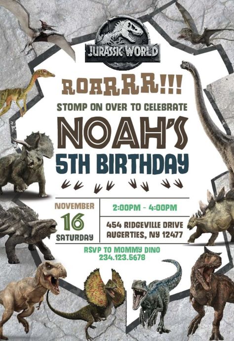 Jurassic World Birthday Party Invitations, Jurassic Park Birthday Invitations, Jurassic Park Invitations, Jurassic World Birthday Invitations, Dinosaur Birthday Party Invitations Boys, Jurrasic World Birthday Party Ideas, Dinosaur Birthday Invitations Free, Boxing Theme Party Ideas, Dinosaur Invite